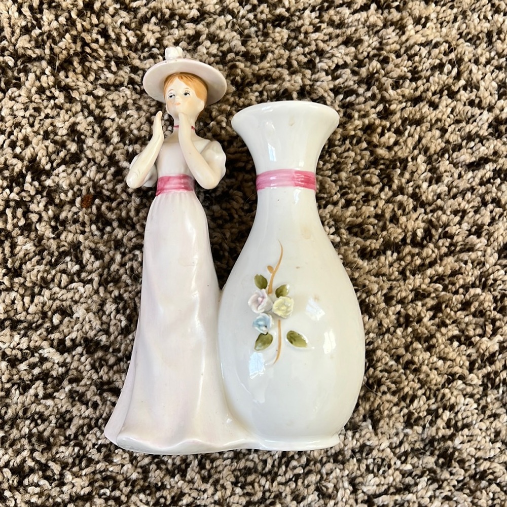 Lady woman rose Victorian small vase